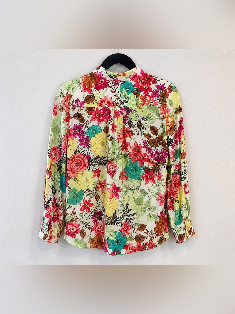 Alice + Olivia Silk Floral Button Down Blouse Red Green Size M - Picture 2 of 4
